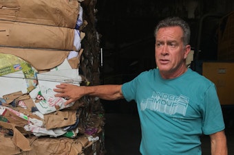 caption: Kevin Carducci is part owner and plant manager of Omni Recycling. He says it costs the business $1 million a year to get rid of the plastics that can't be recycled.