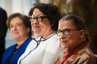 caption: Four women have served as U.S. Supreme Court Justices since 1789. Elena Kagan, Sonia Sotomayor and Ruth Bader Ginsburg (photographed in 2015) are three of them.