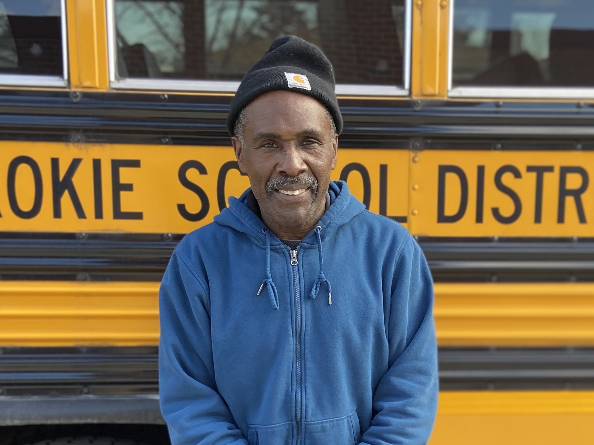 caption: Alvin Carter, a school bus driver and custodian in Skokie, Ill., has become a reliable source of joy for the children he drives and his community.