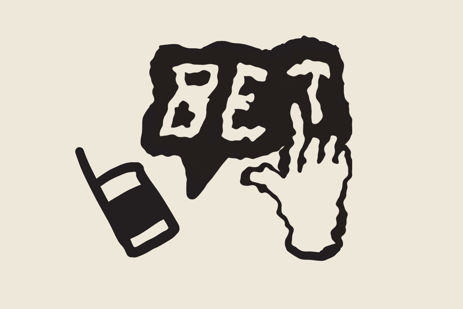 caption: Illustration of a hand metaphorically placing a bet on a mobile prediction market. Assets courtesy of Canva.