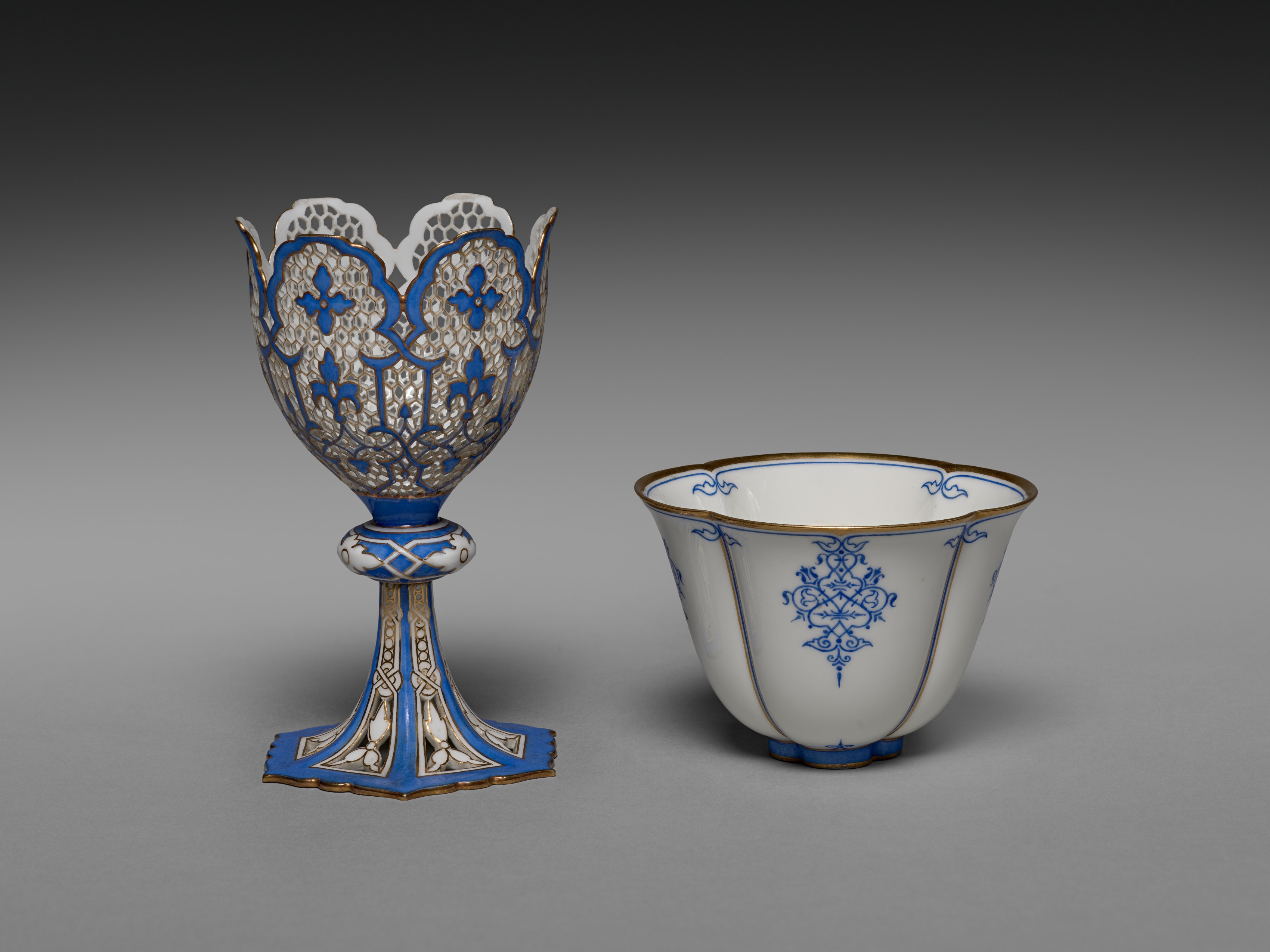 caption: A French zarf and cup, made around 1848 to 1855, made of porcelain. Zarfs are often associated with coffee drinking in the Ottoman Empire, but many were made in Europe.