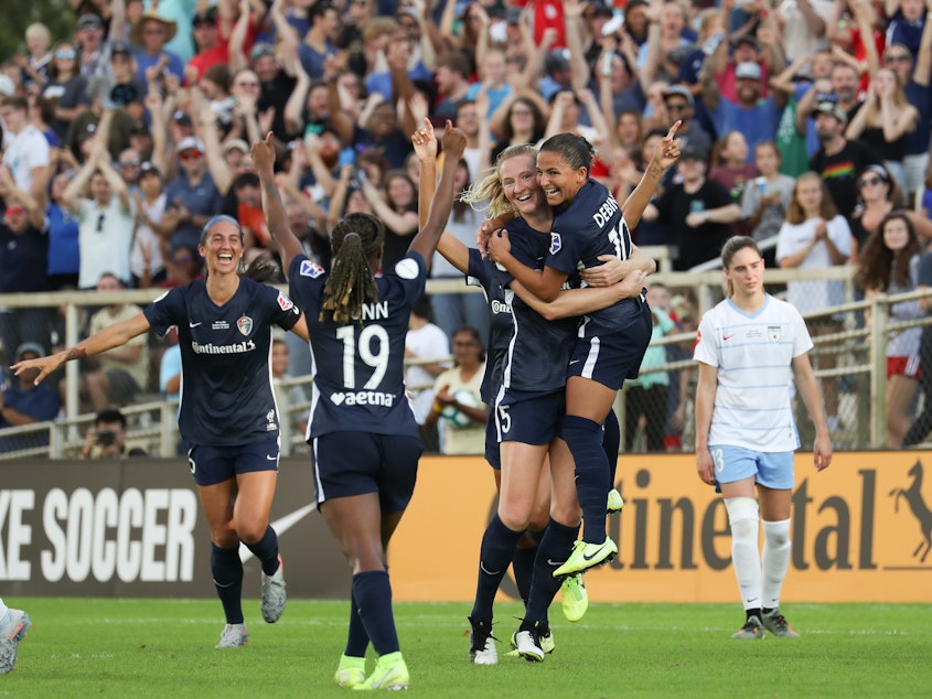 caption: The National Women's Soccer League hasn't played a game since October, when the North Carolina Courage won the 2019 league championship.
