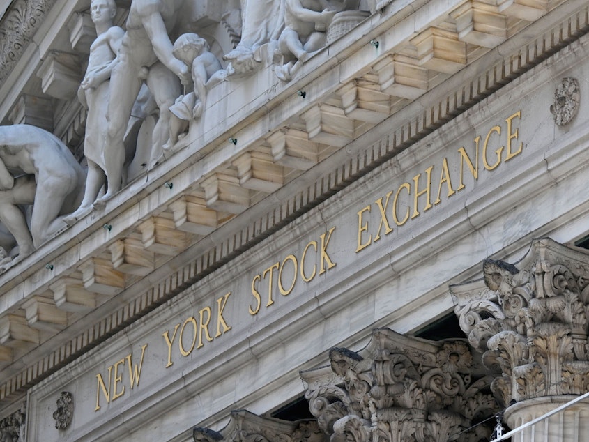caption: The stock market fell after President Trump tested positive for the coronavirus at a time when investors were already getting concerned about the pace of the economic recovery and the lack of a new stimulus bill from Congress.