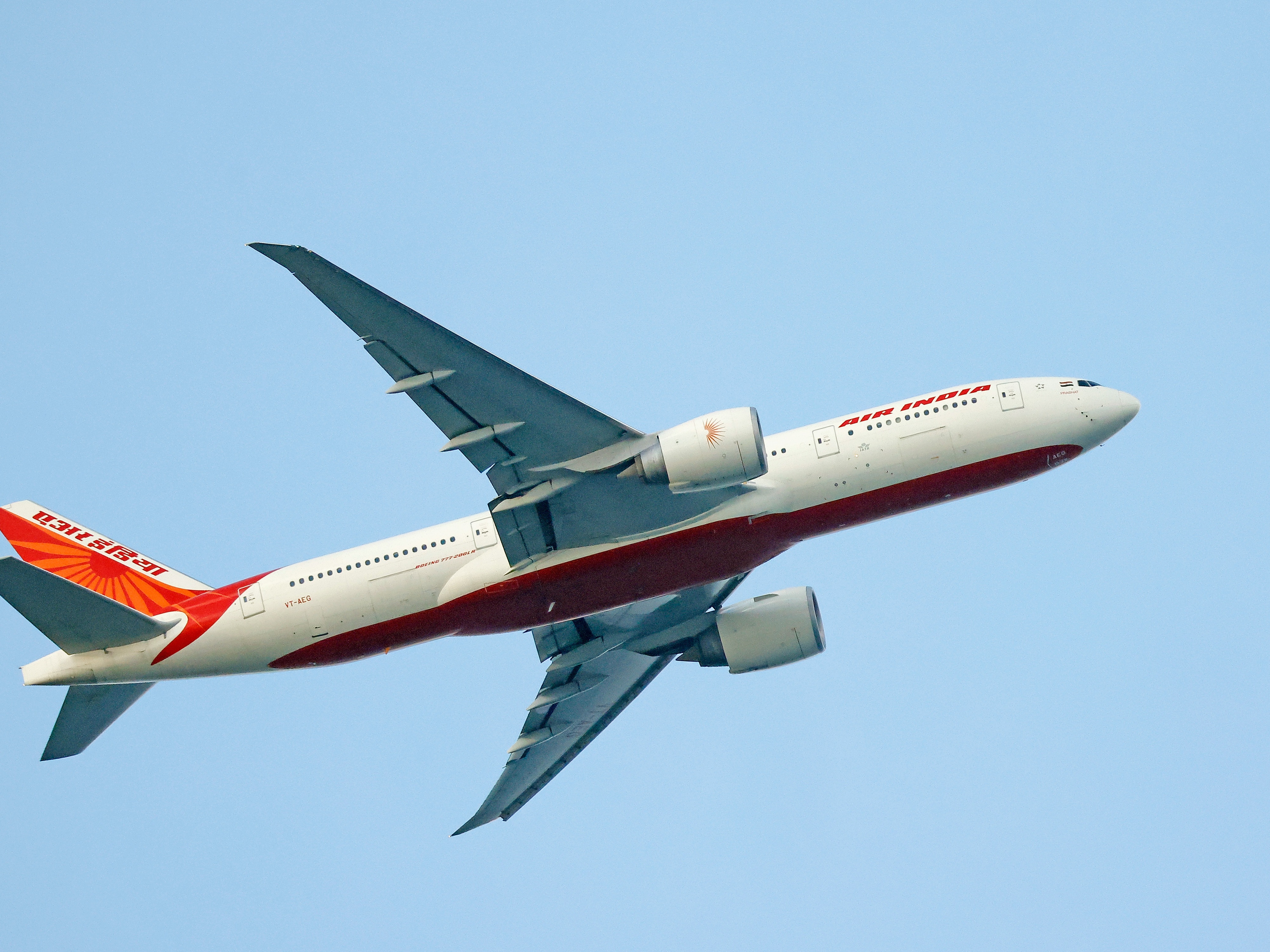 caption: An Air India airlines jet is pictured in September 2023 in Lido Beach, New York. The airline was one of many affected by hoax bomb threats over the past week.