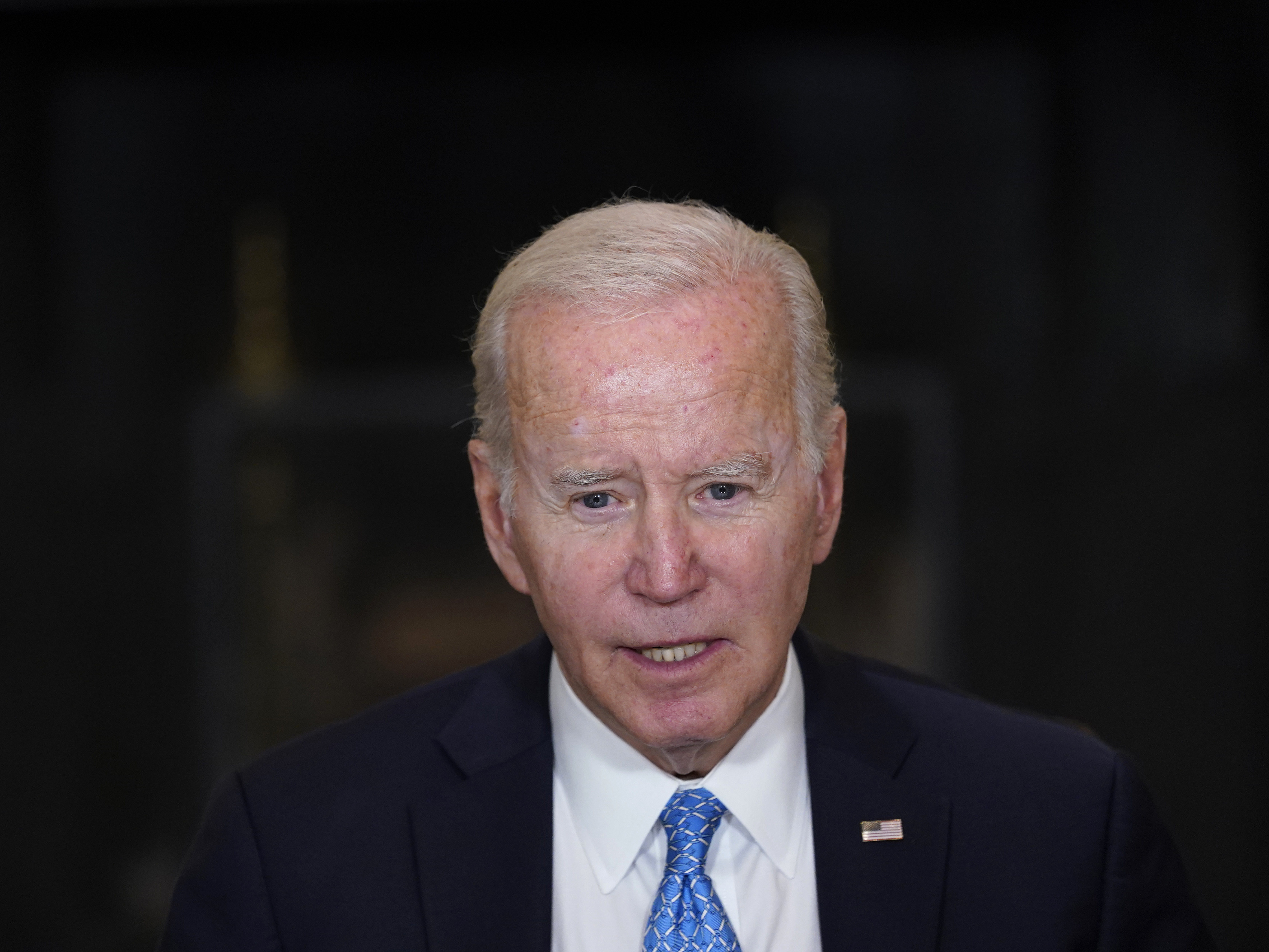 caption: President Joe Biden speaks during a meeting of the White House Competition Council in the State Dining Room of the White House in Washington, Monday, Sept. 26, 2022.