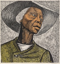 caption: Elizabeth Catlett's "Sharecropper" is one of the pieces featured in the Seattle Public Library's "Black Activism in Print" exhibit. The prints in the exhibit are part of the Douglass-Truth Branch's African American Collection, the largest such collection on the West Coast.