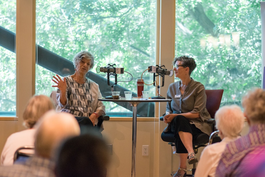 caption: Susan Stamberg and Marcie Sillman at KUOW.