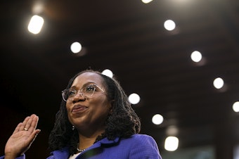 caption: <strong>March 21:</strong> Supreme Court nominee Judge Ketanji Brown Jackson is sworn in for her Senate Judiciary Committee confirmation hearing.