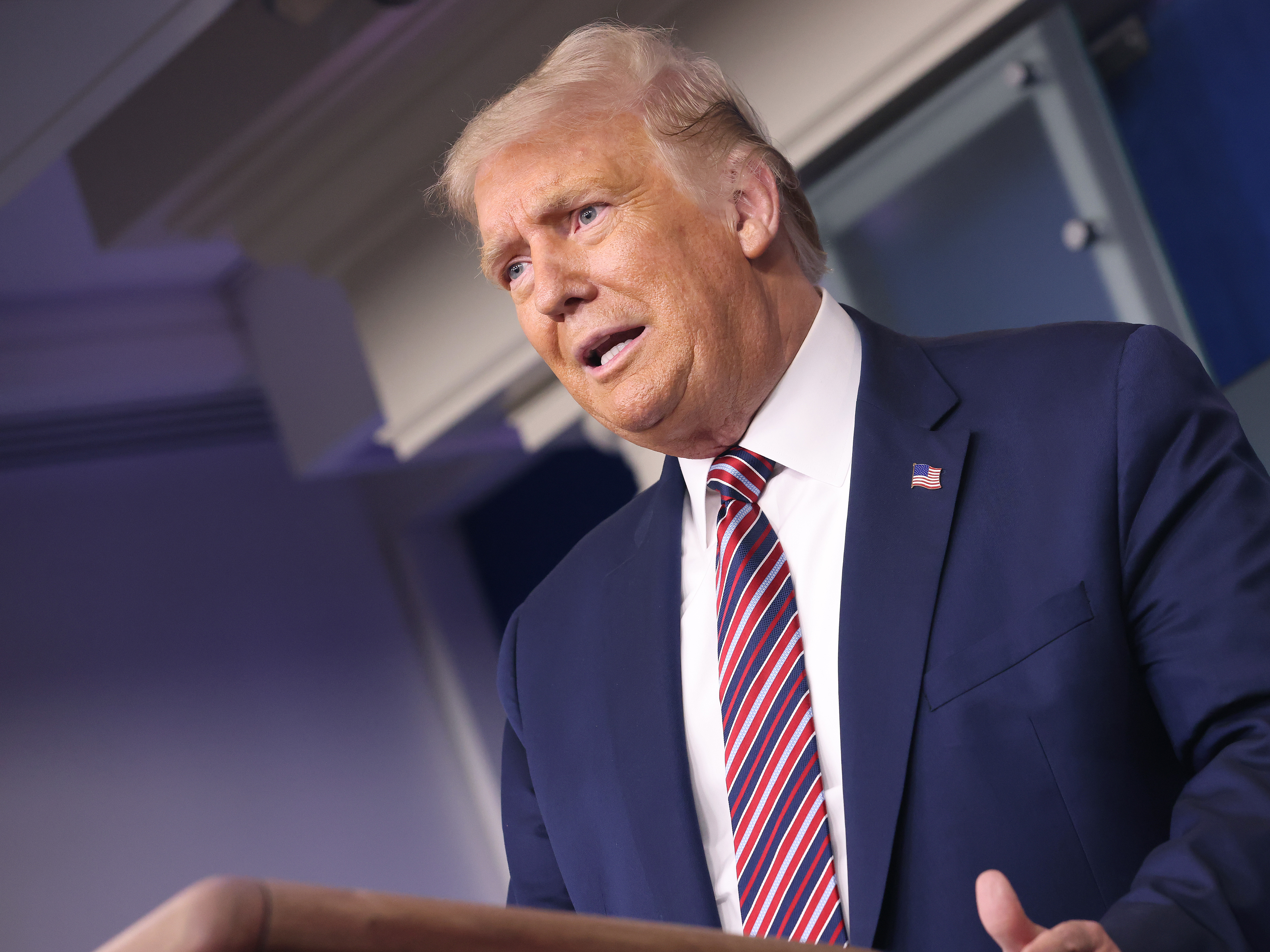 caption: President Trump told Fox Business Network that he plans to block additional funding and election assistance for the U.S. Postal Service in order to sabotage efforts to expand mail-in voting.