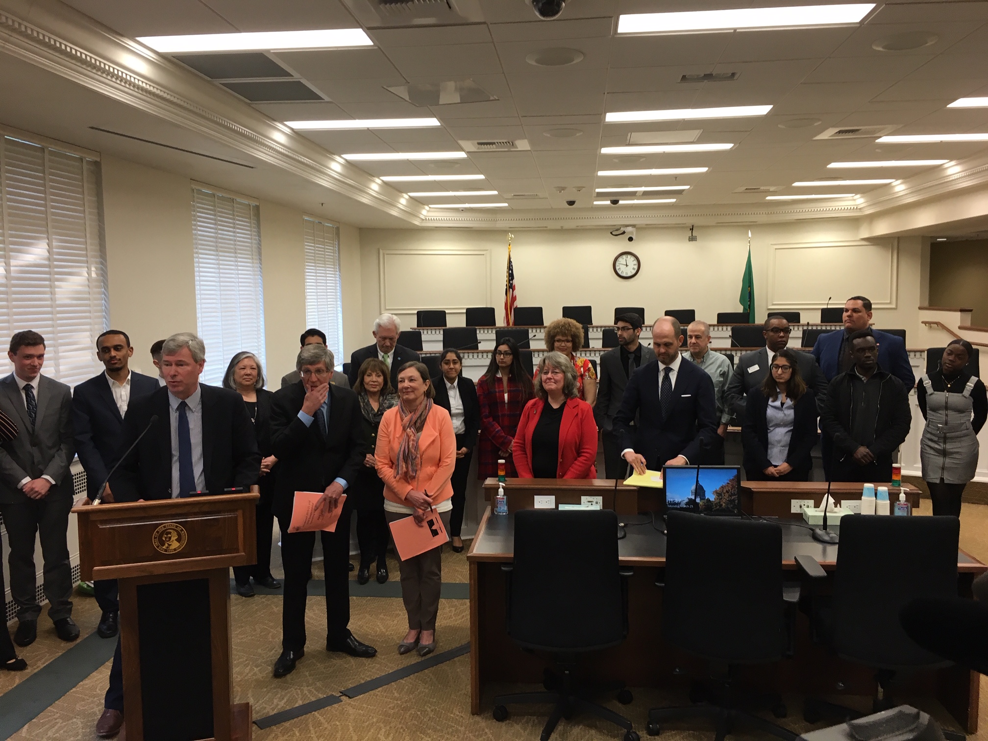 caption: Washington House Democrats unveiled their proposed two-year budget at a news conference on Monday.