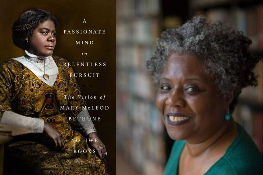 caption: The cover of "A Passionate Mind in Relentless Pursuit" and author Noliwe Rooks. (Courtesy)