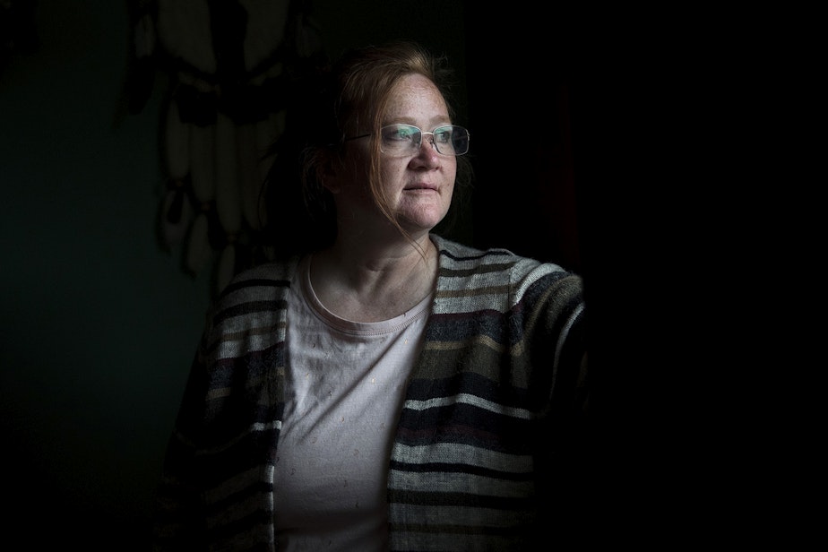 caption: Elise Walker poses for a portrait on Monday, April 22, 2019, at her home along Old Highway 97 in Okanogan.