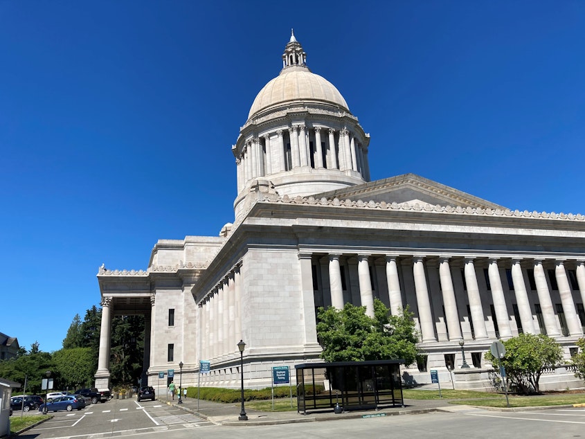 caption: The Washington state Capitol as pictured on a summer day. 