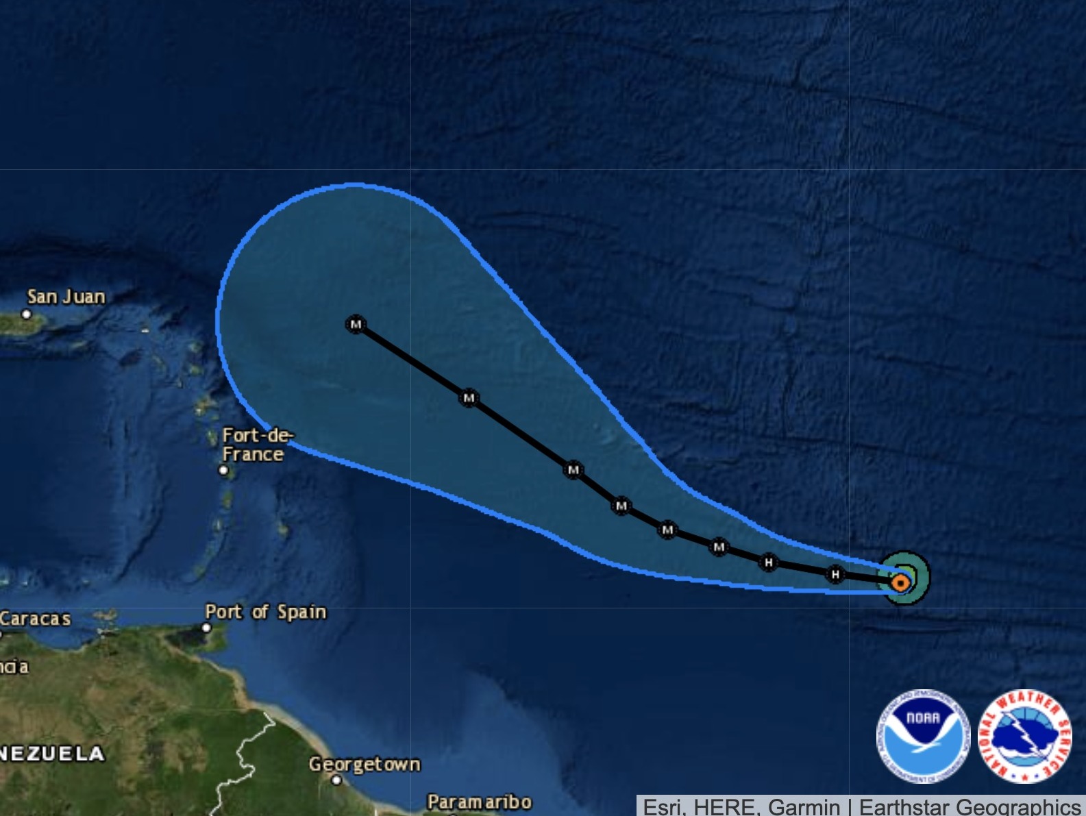 caption: Hurricane Sam has not triggered any storm warnings or watches, but with the storm predicted to reach major hurricane status on Saturday, forecasters are keeping a close eye.
