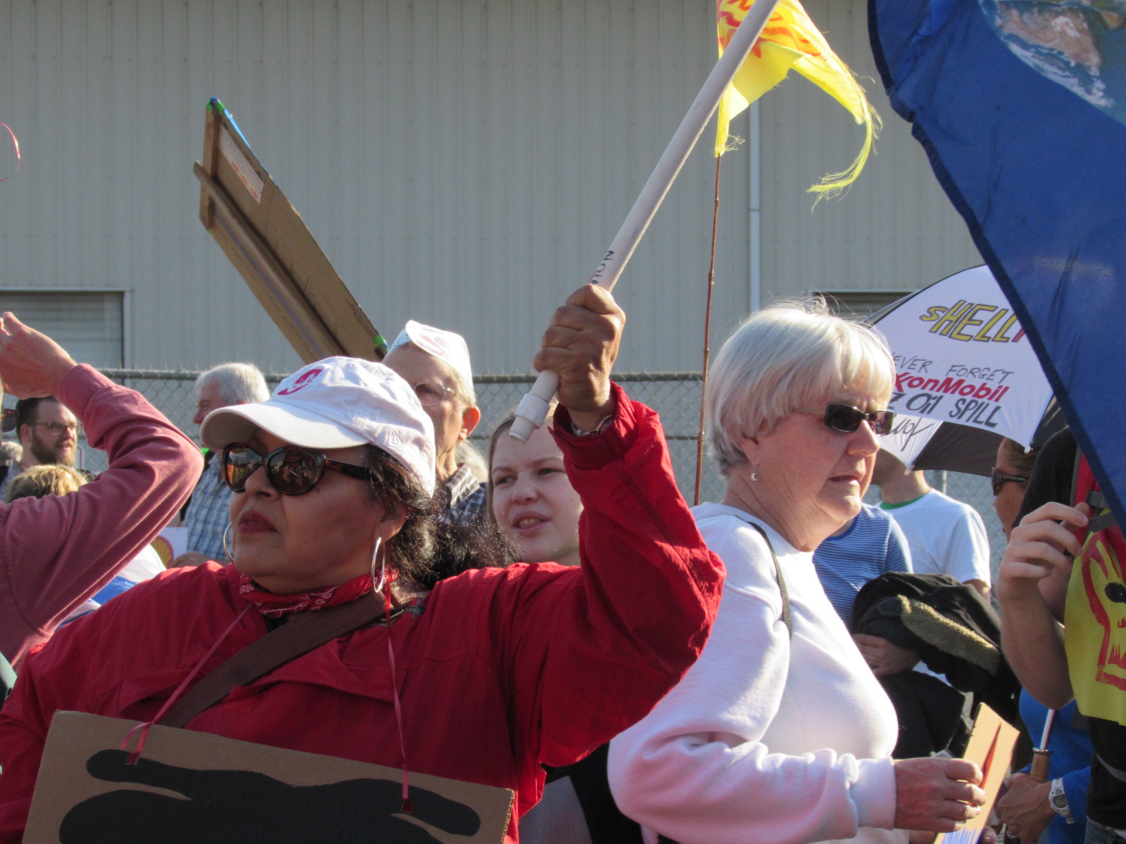 caption: Arctic drilling protesters at the Port of Seattle's Terminal 5.