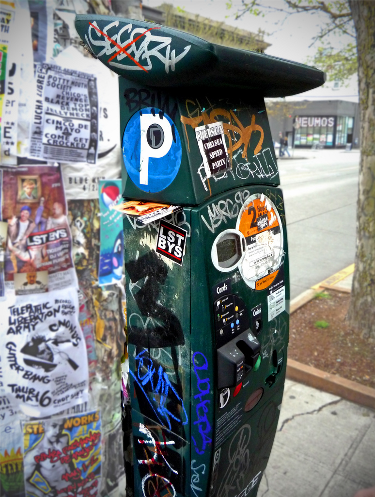 caption: Seattle's green parking meters are aging and need replacement, according to the city. 