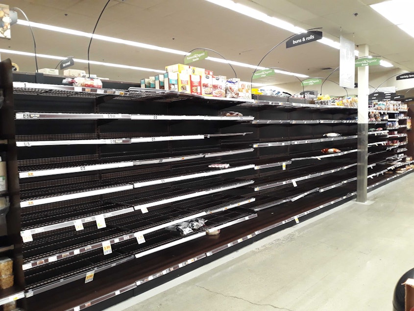 caption: The bread aisle at the QFC in Redmond.