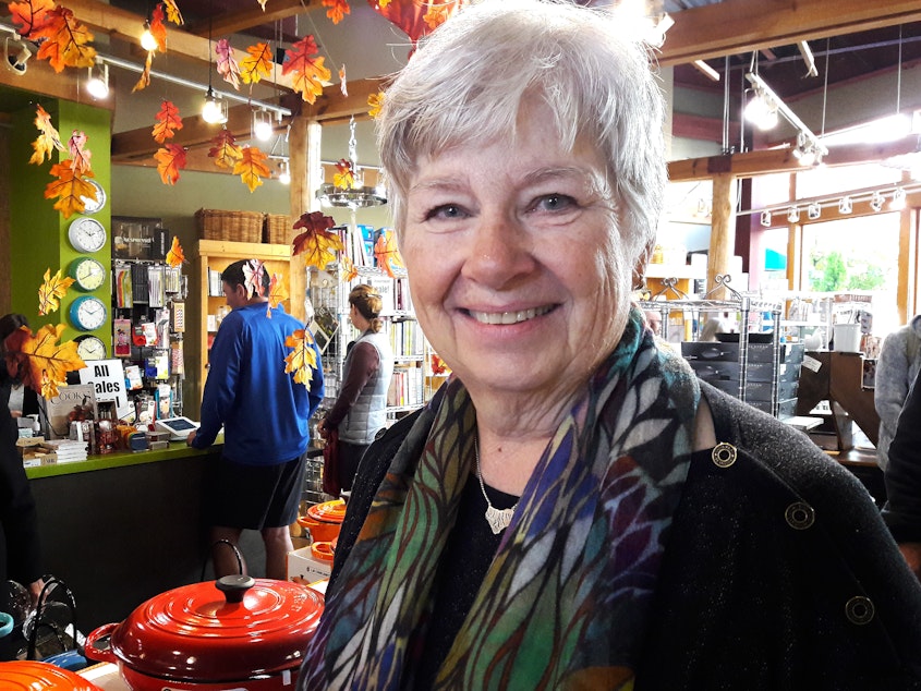 caption: Carol Bromel, owner of Mrs. Cook's, at her kitchen shop in University Village. 