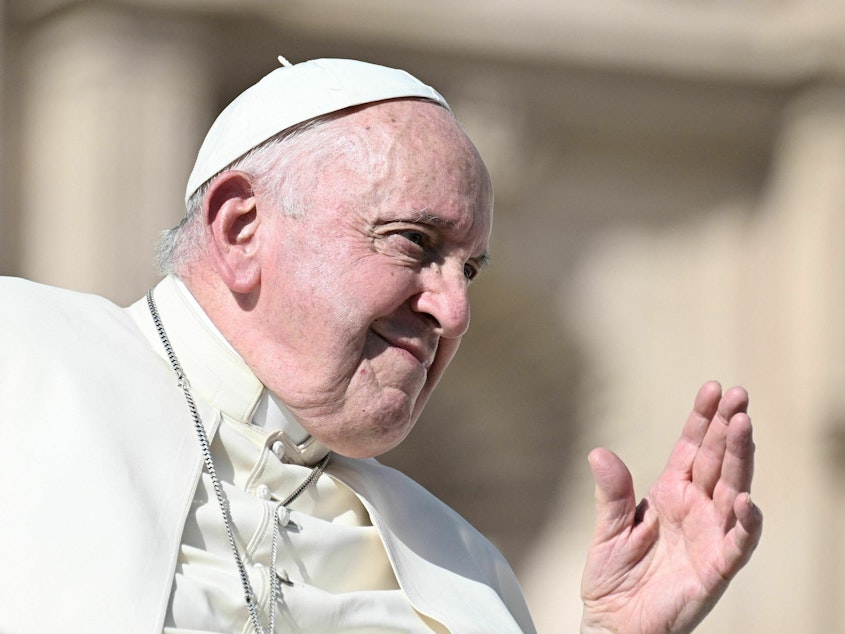 caption: Pope Francis has approved some Catholic blessings for same-sex couples, so long as priests avoid confusion with marriage blessings.