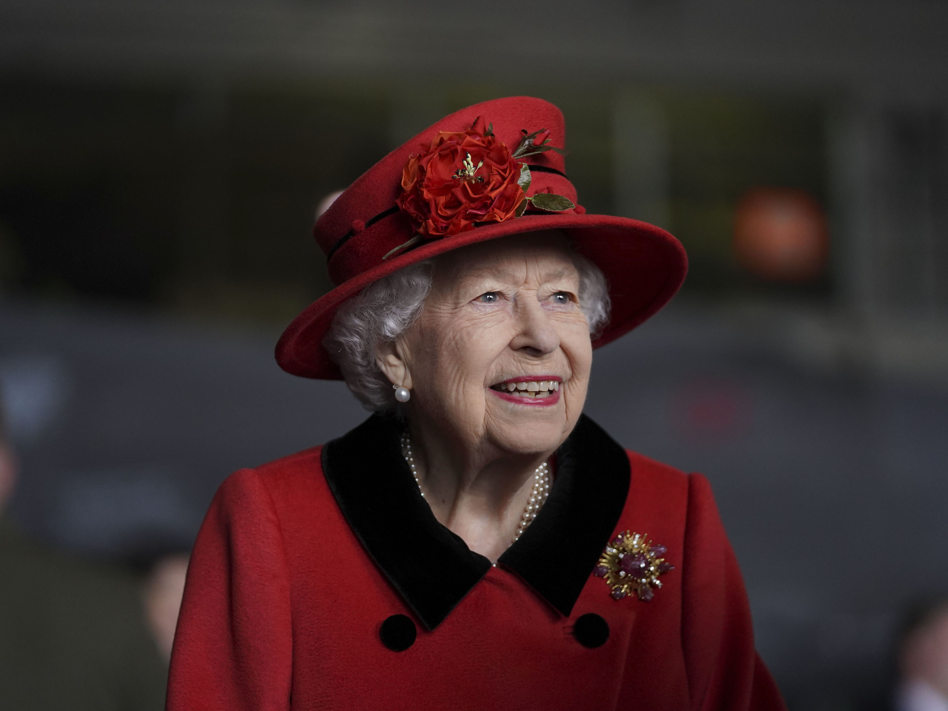 caption: Queen Elizabeth II appears on May 22 at a naval base in Portsmouth, England. Buckingham Palace announced that she will greet President Biden and first lady Jill Biden at Windsor Castle during their upcoming trip to Europe.