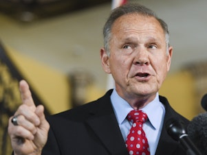 caption: Former Alabama Chief Justice Roy Moore announces his run for the Republican nomination for U.S. Senate on Thursday. He lost the 2017 special election to Democrat Doug Jones after multiple allegations of sexual assault and harassment against him surfaced.
