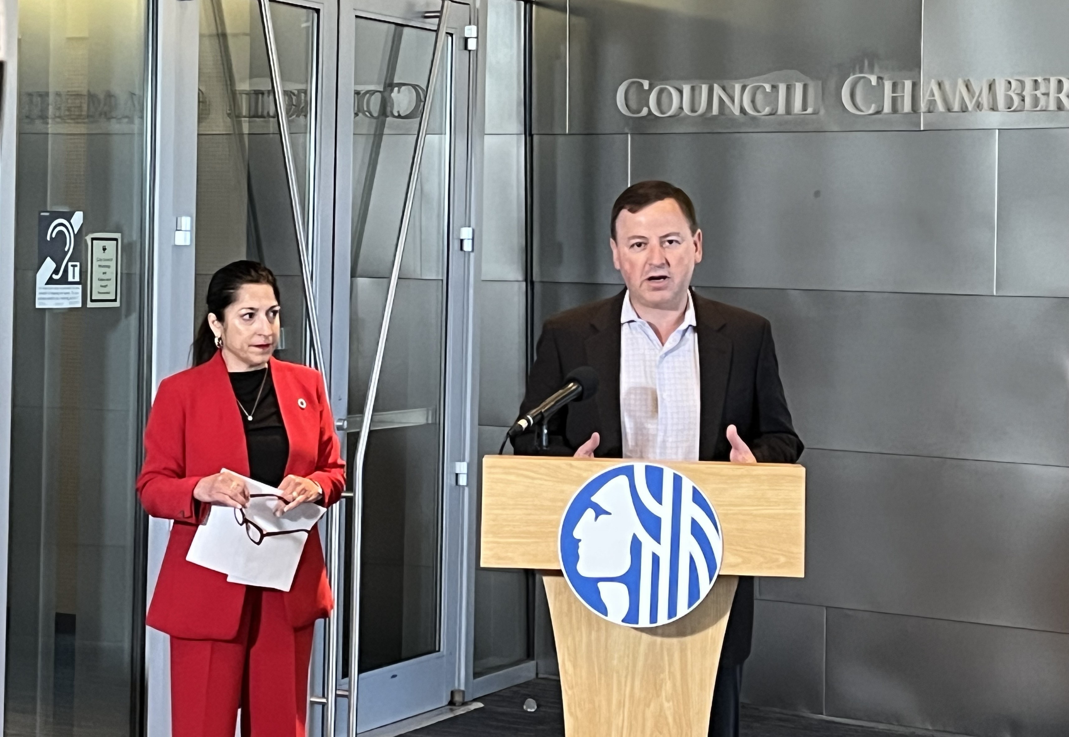 caption: Seattle City Councilmember Maritza Rivera, left, and King County Councilmember Rod Dembowski say they'll seek to dissolve the King County Regional Homelessness Authority. 