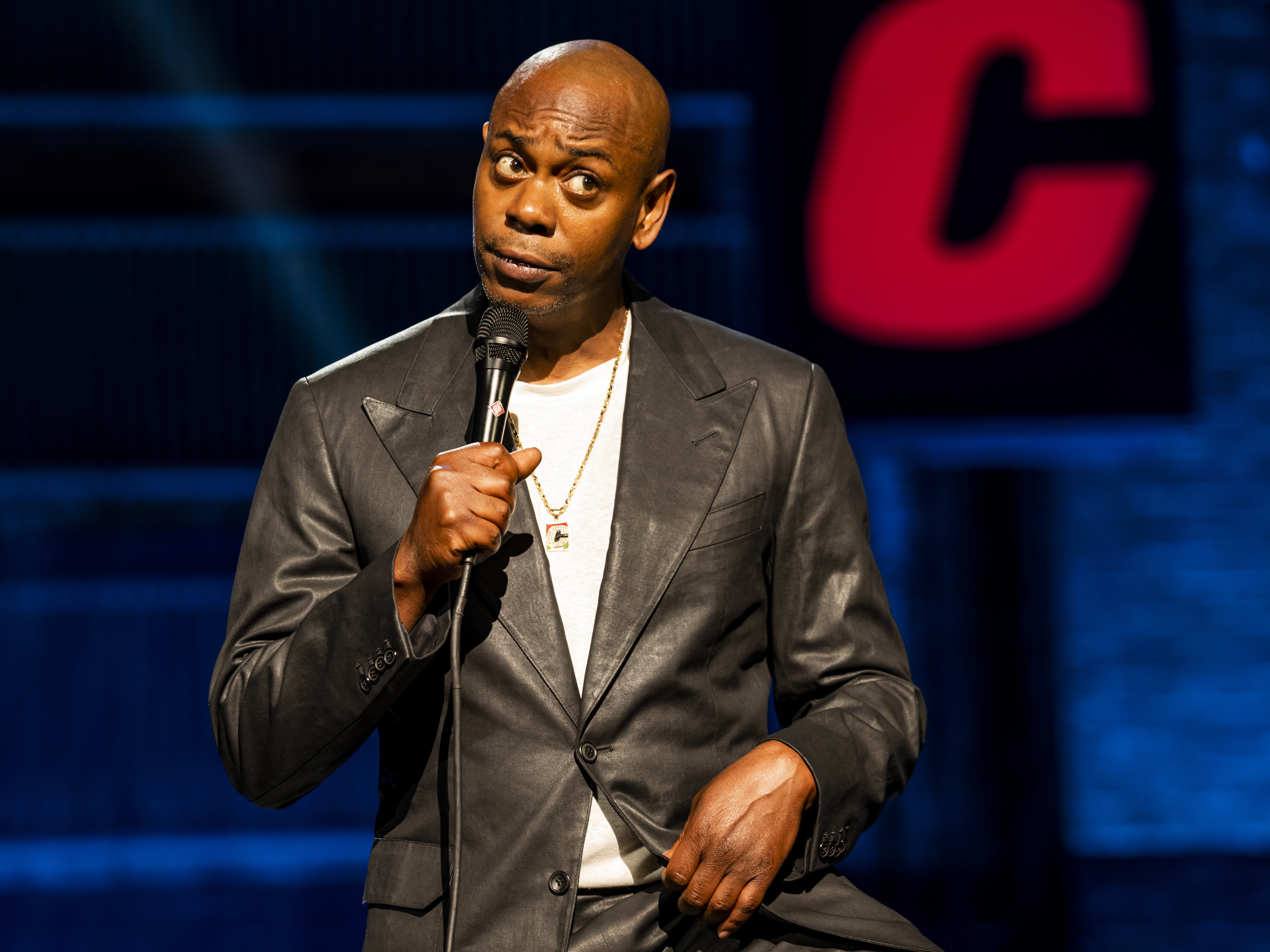 Dave Chappelle performing during his new special, "The Closer.