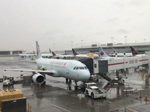 caption: An Air Canada jet at Toronto Pearson International Airport in Toronto.