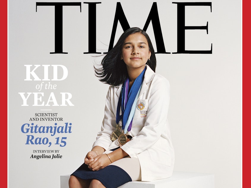caption: Gitanjali Rao, 15, is <em>Time</em> magazine's Kid of the Year for 2020. Rao has continued to work on solving problems through science, after gaining fame for creating a device to test lead levels in water.