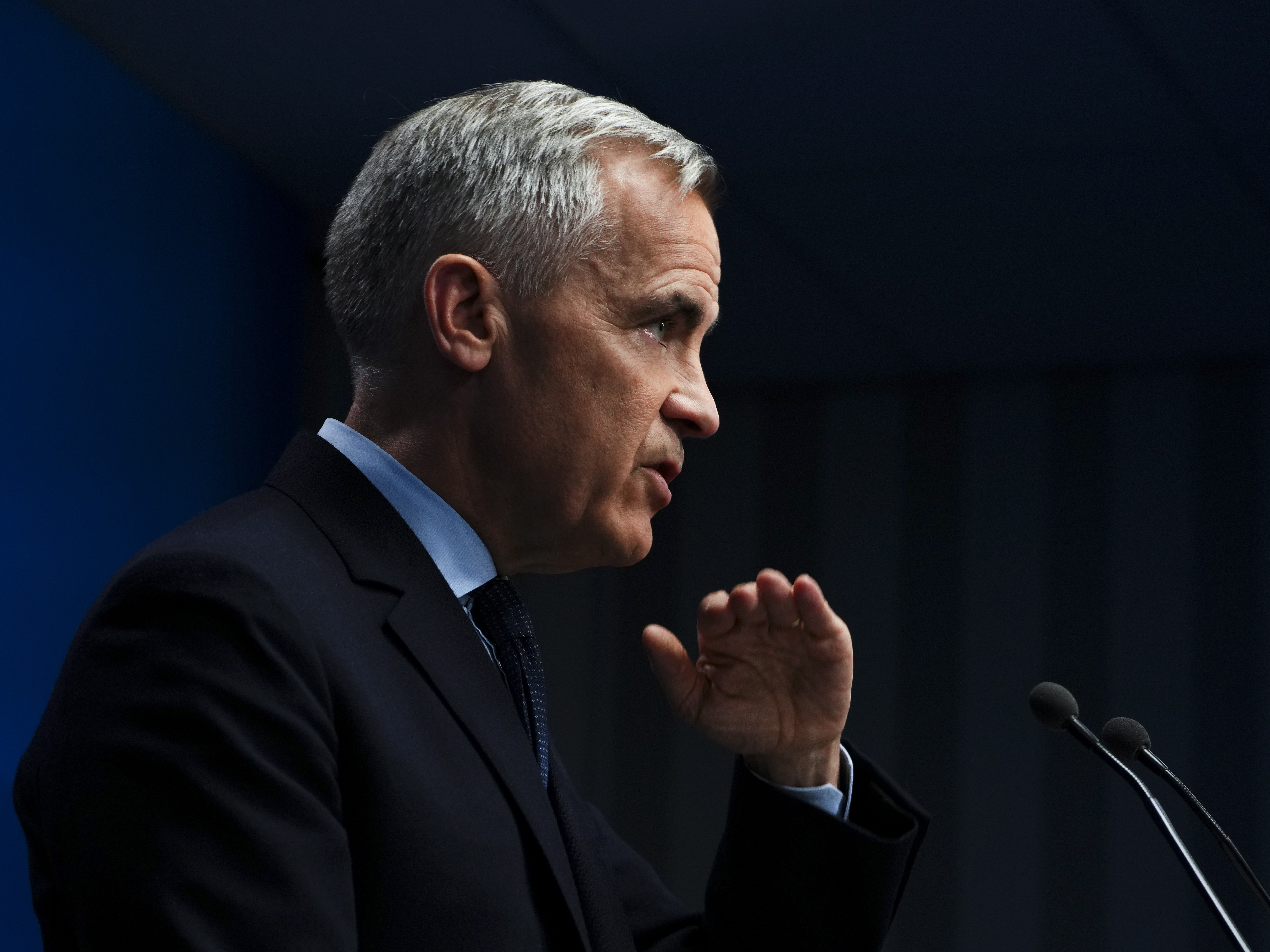 caption: Canadian Prime Minister Mark Carney holds a closing press conference following the NATO Summit in The Hague, Netherlands on Wednesday, June 25.
