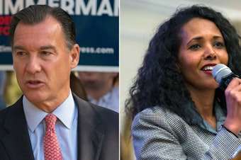 caption: Former Rep. Tom Suozzi, D-N.Y., left, is competing to replace expelled GOP Rep. George Santos against congressional candidate Mazi Pilip, right.