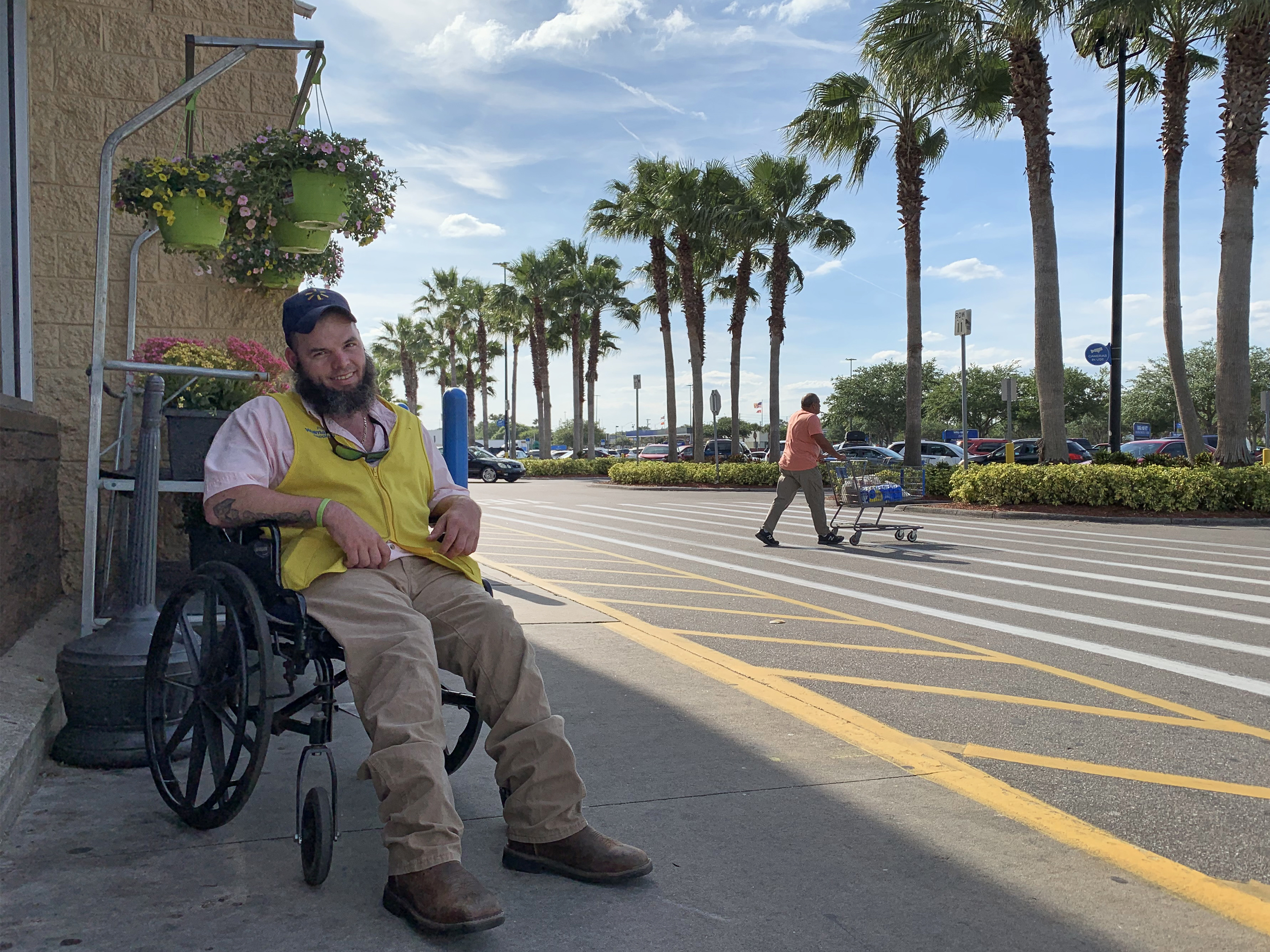 caption: In February, Justin Kelley was among the workers at about 1,000 Walmarts who learned that their jobs as people greeters would be eliminated. Like Kelley, many of them were workers with disabilities who found themselves in limbo.