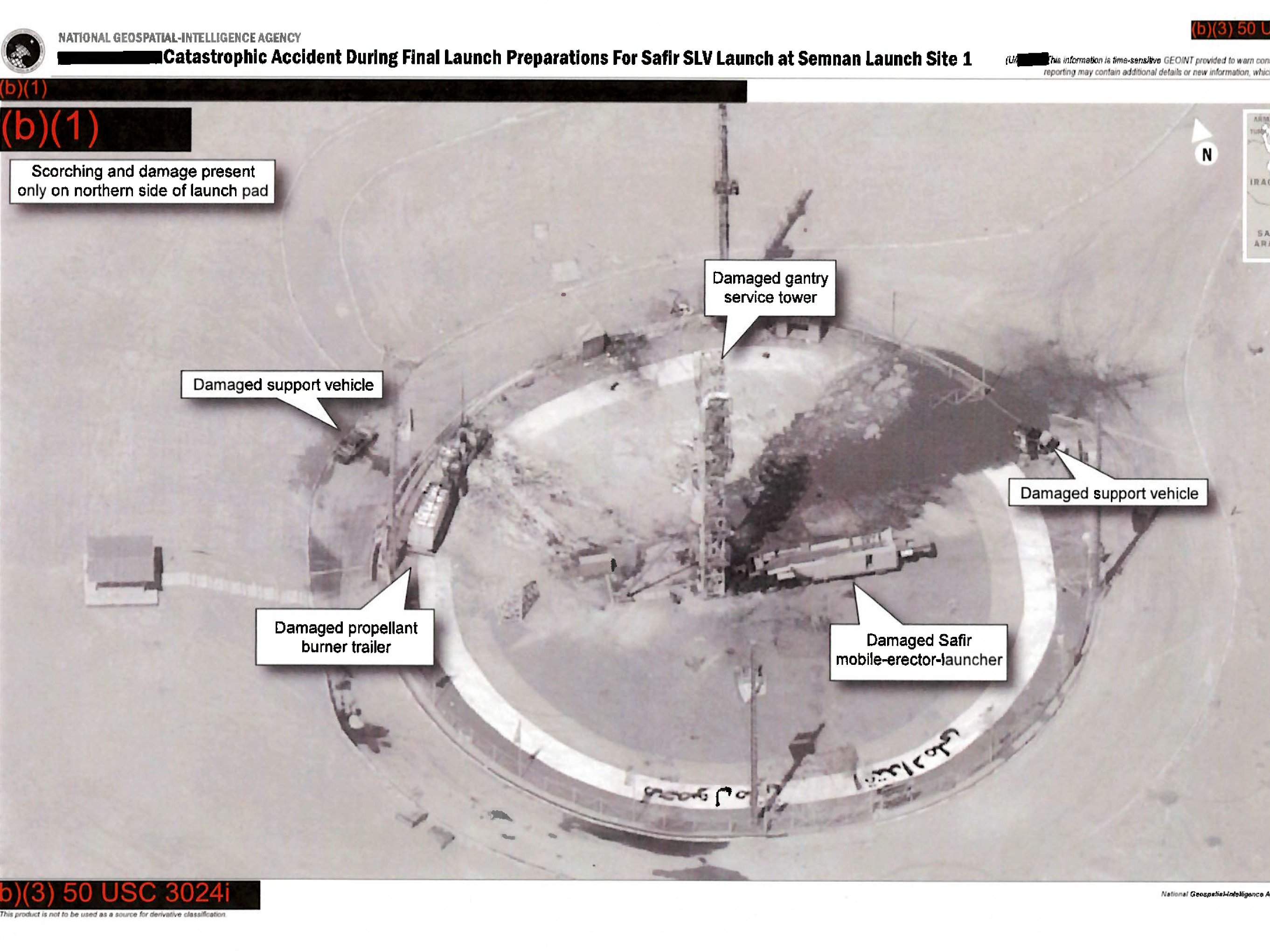 caption: The National Geospatial-Intelligence Agency has officially declassified an image first tweeted by President Trump in 2019.