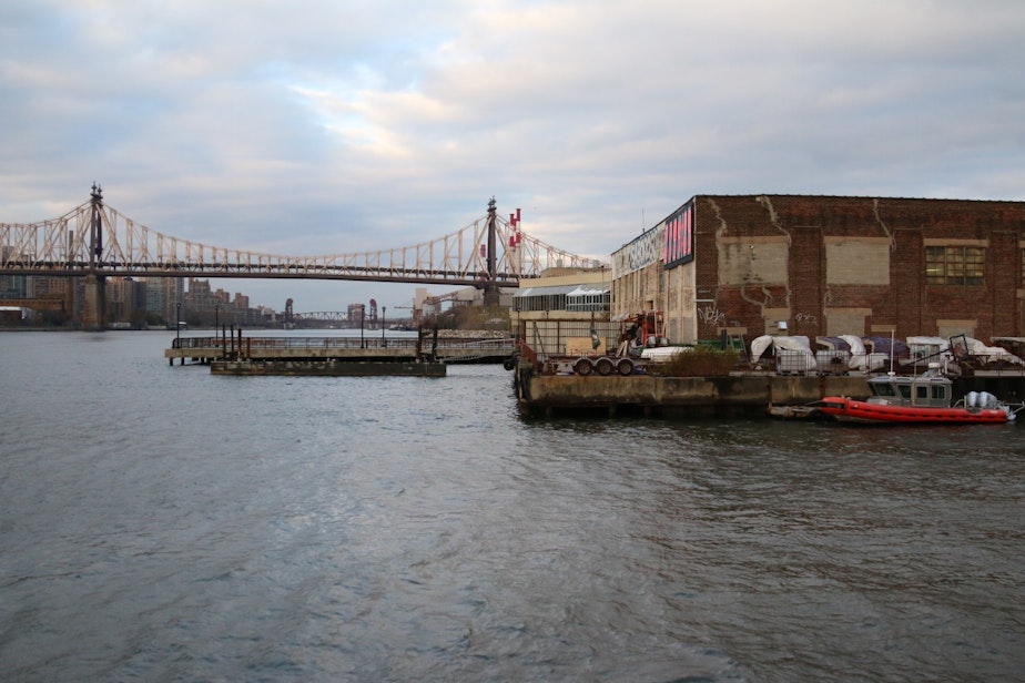 caption: This warehouse sits on Amazon's future campus in Long Island City.