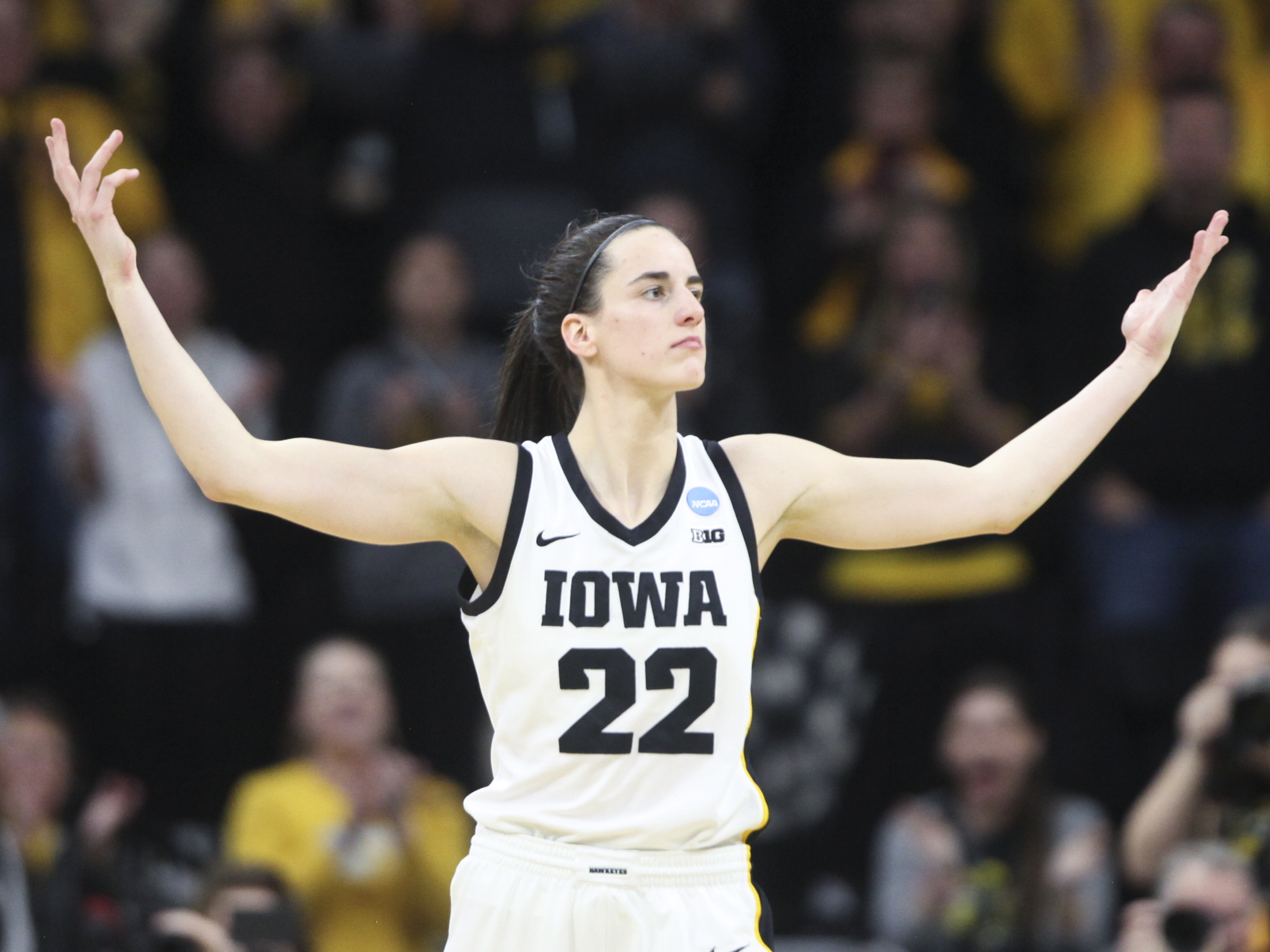 caption: Guard Caitlin Clark is leading No. 2 seed Iowa Hawkeyes into the Sweet 16, where they'll face sixth-seeded Colorado at 7:30 p.m. Friday.