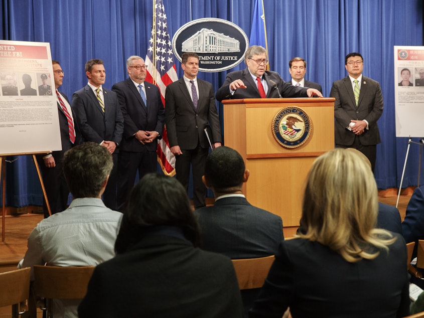 caption: Attorney General William Barr and top law enforcement officials announced what they called a huge cyberattack on Monday at the Justice Department.