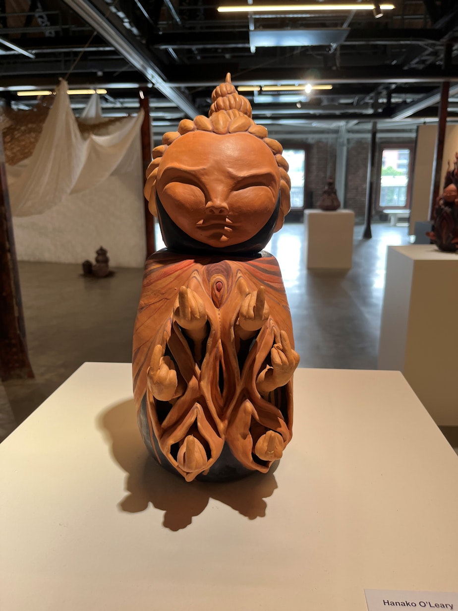 caption: Seattle artist Hanako O'Leary used this sculpture, "Venus Jar 1" to channel her anger after the 2016 election of Donald Trump.