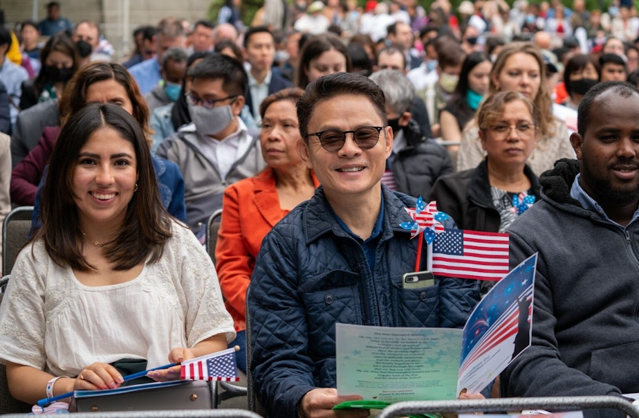 caption: A 2022 naturalization ceremony in Seattle, Washington. 

