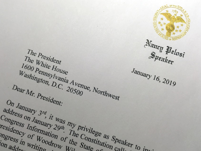 caption: Speaker Nancy Pelosi has written President Trump to suggest his annual State of the Union message to Congress be delayed until the partial government shutdown ends.