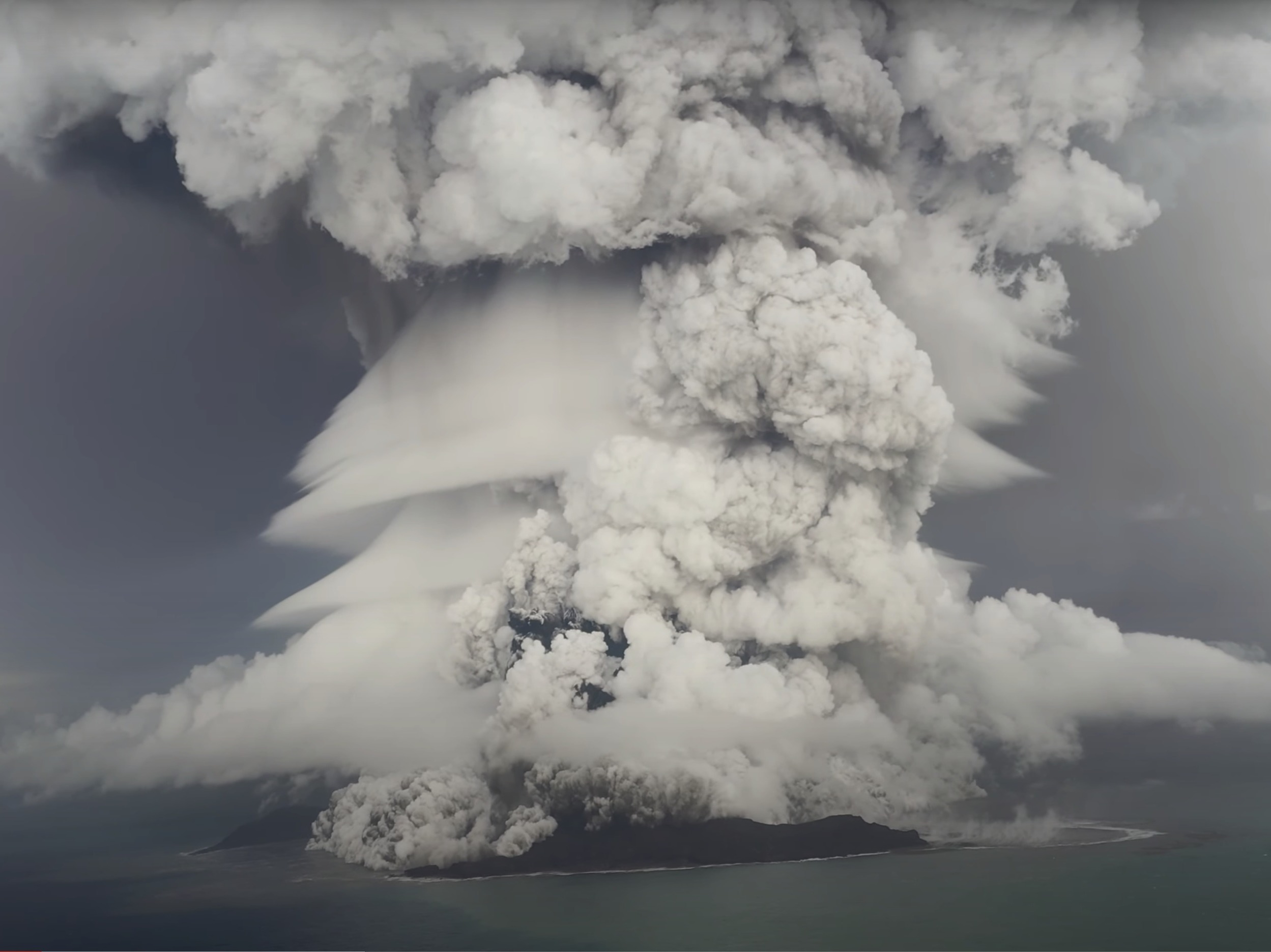 caption: When the Hunga Tonga-Hunga Ha'apai volcano erupted on Jan. 15, it sent the equivalent of  more than 58,000 Olympic-size swimming pools' worth of water into the stratosphere, researchers say.