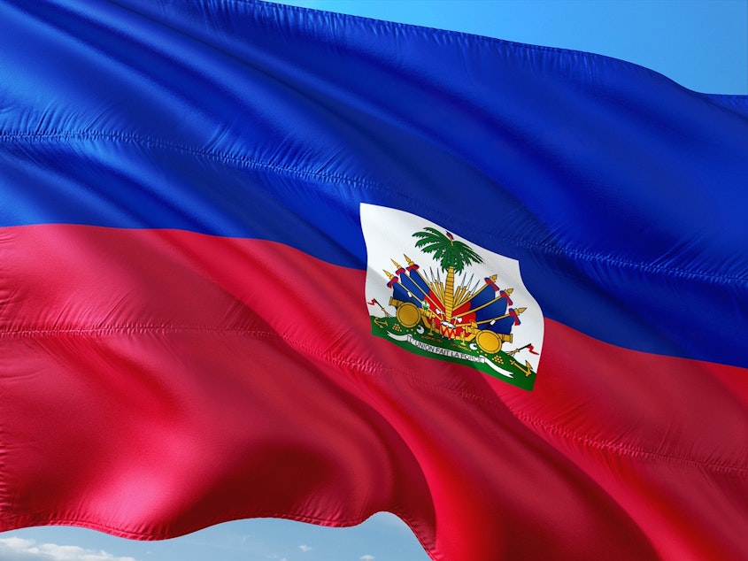 caption: The national flag of Haiti.