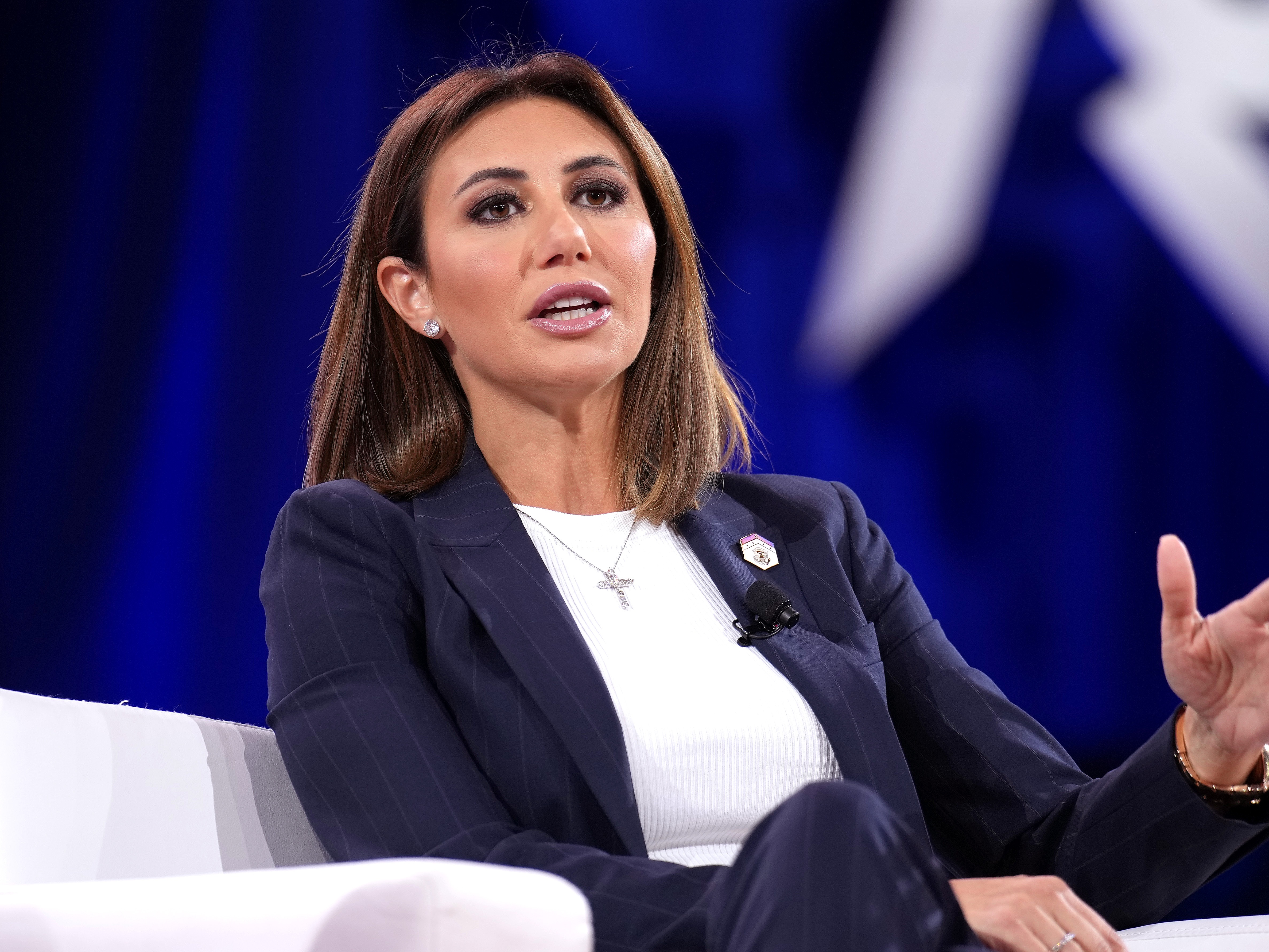 caption: Alina Habba speak during a panel discussion at the Conservative Political Action Conference in February 2025 in Oxon Hill, Md.