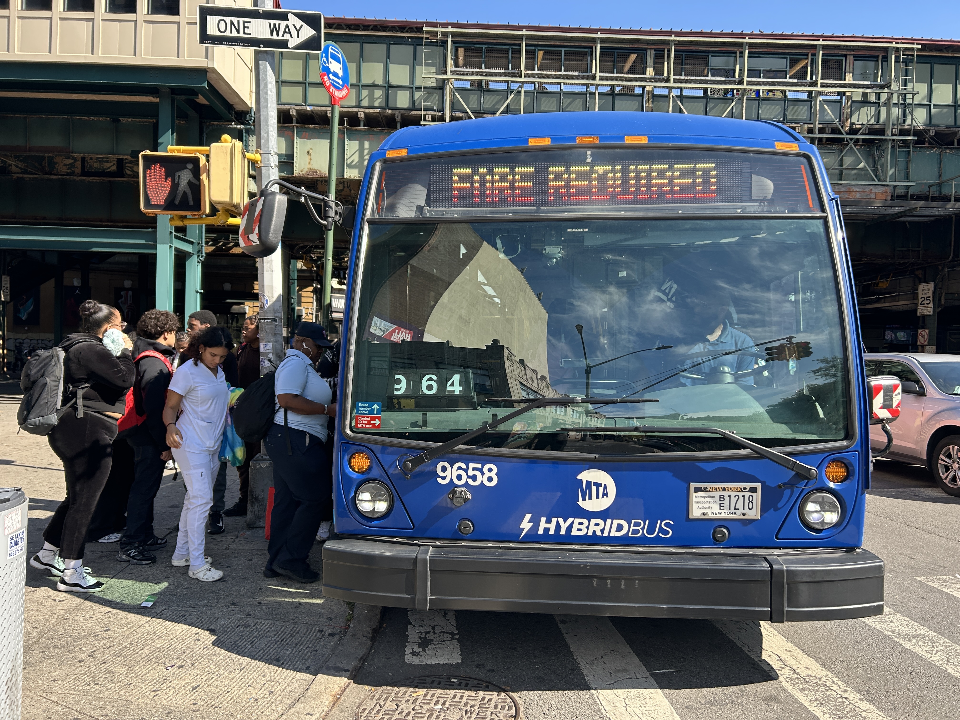 caption: Riders board the Bx18 in the Bronx, one of five bus lines in New York City that were free last year under a temporary pilot program supported by state Assemblyman Zohran Mamdani, the Democratic nominee for mayor.
