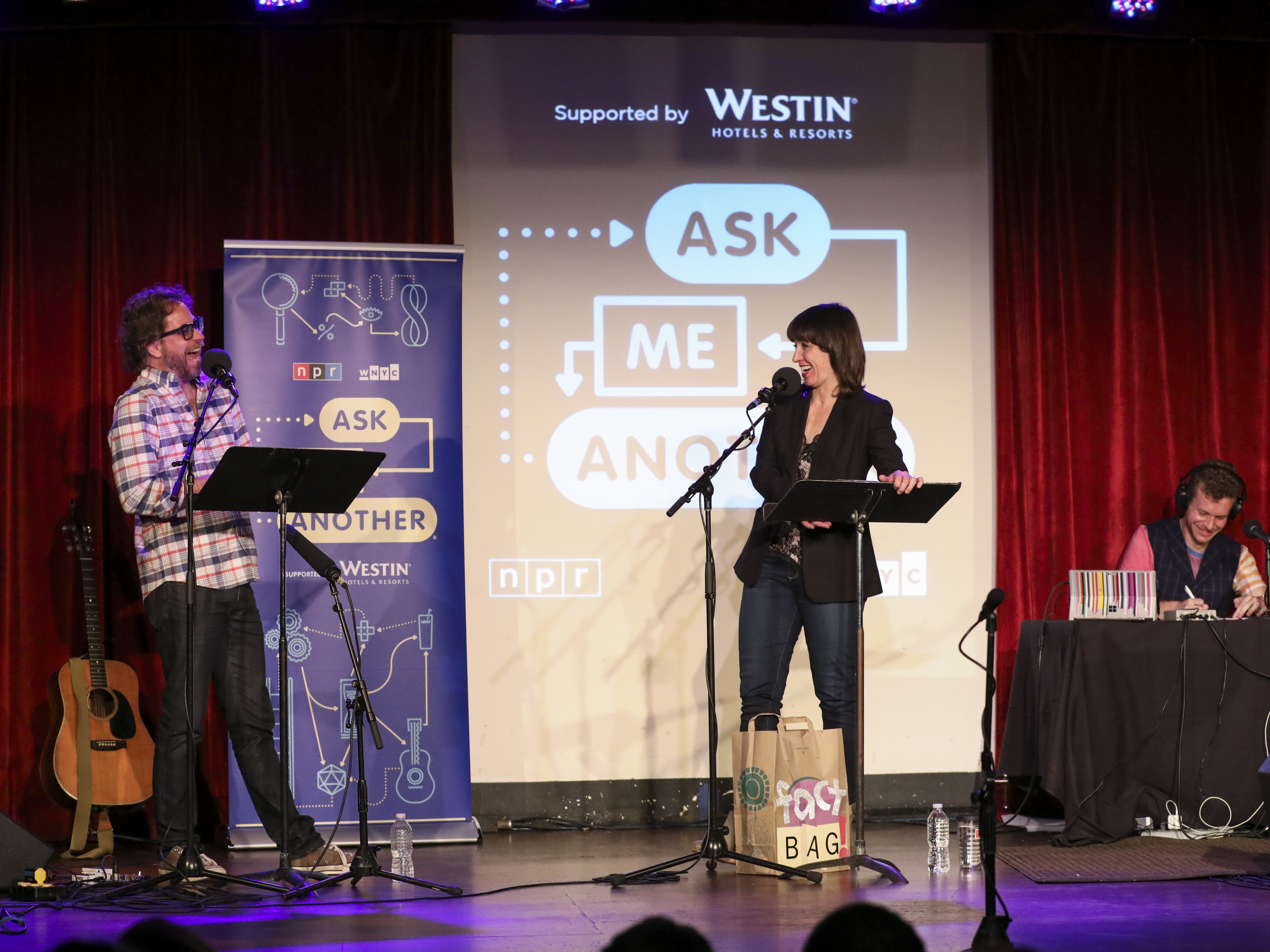 caption: Do you like facts? In a game called Fact Bag, Jonathan Coulton and Ophira Eisenberg discuss facts... from a bag.