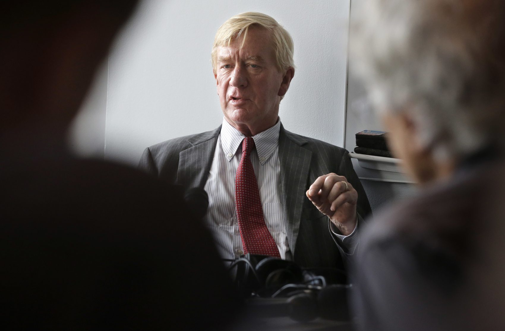 caption: Former Massachusetts Gov. Bill Weld addresses an audience at Emerson College on Thursday, Sept. 8, 2016. (Steven Senne/AP)