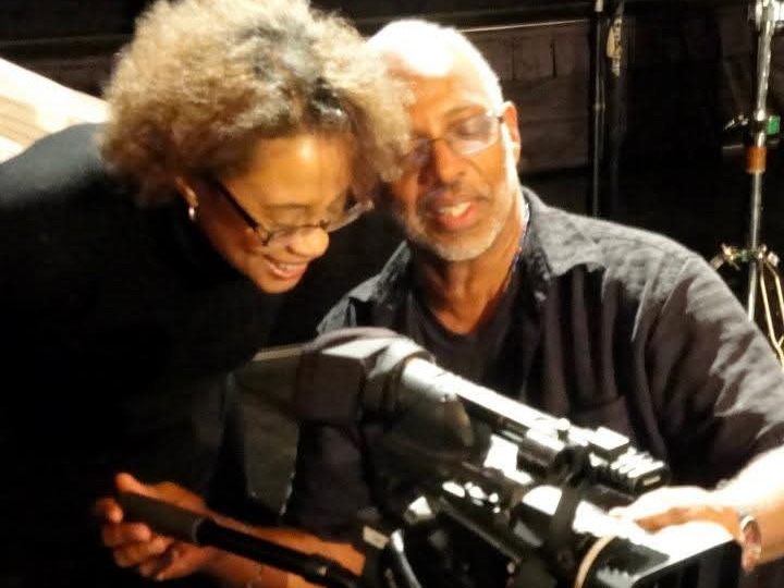 caption: Director Carol Bash and Robert Shepard, director of photography, on a set for the documentary, <em>Mary Lou Williams: The Lady Who Swings the Band</em>. The documentary was<strong> </strong>made with the help of funding from public media.