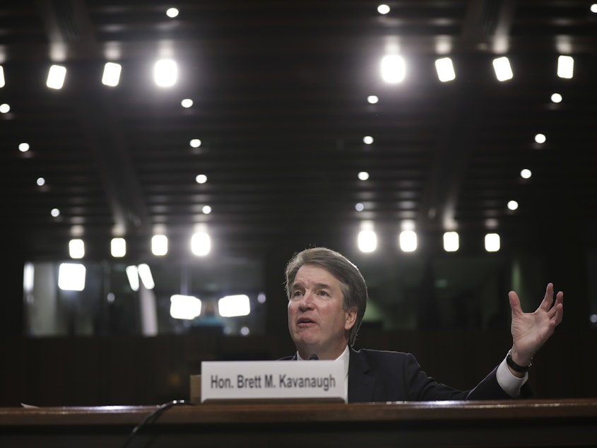 caption: Supreme Court nominee Brett Kavanaugh testifies before the Senate Judiciary Committee on the third day of his confirmation hearing on Capitol Hill Sept. 6.