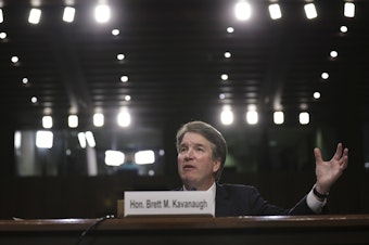 caption: Supreme Court nominee Brett Kavanaugh testifies before the Senate Judiciary Committee on the third day of his confirmation hearing on Capitol Hill Sept. 6.