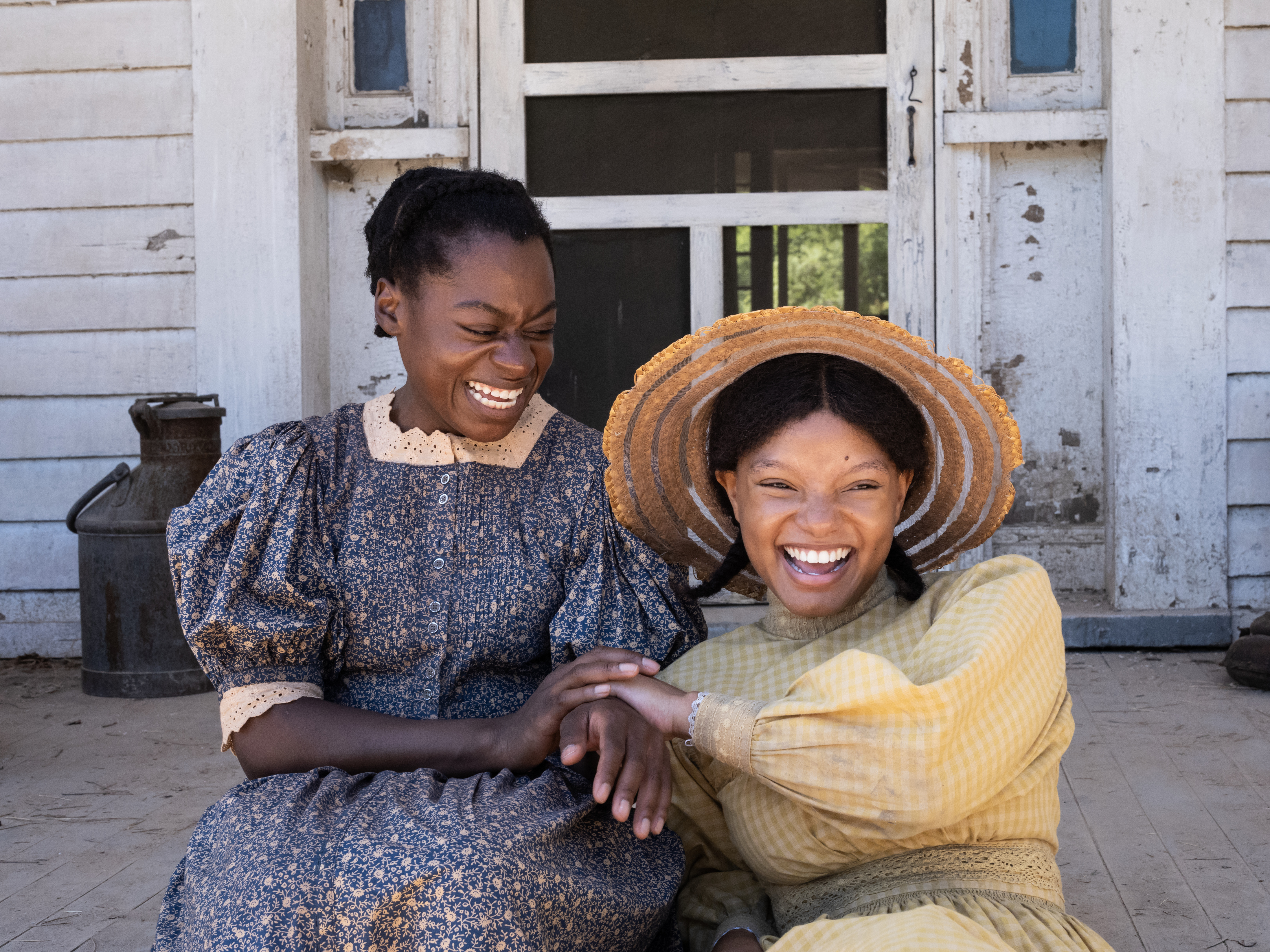 caption: Young Celie (Phylicia Pearl Mpasi) and young Nettie (Halle Bailey) share an unbreakable bond.