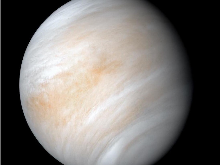 caption: The images used to create this view of Venus were acquired by the Mariner 10 craft on Feb. 7 and 8, 1974. Decades after the Mariner 2 flew by the planet in 1962, much about the planet remains unknown.